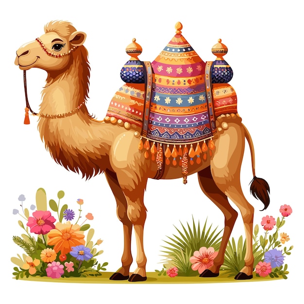 Le Fond Blanc Du Dessin Animé Camel Vector Style