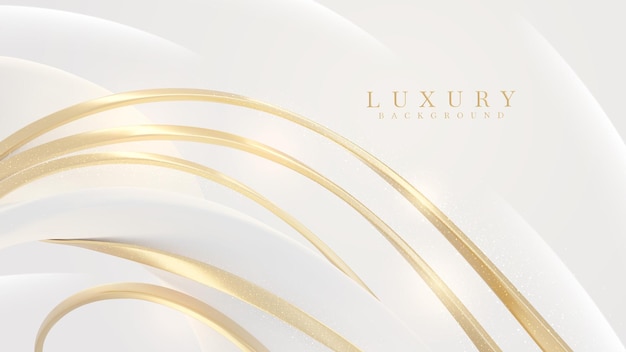 Vecteur fond blanc avec élément de ligne de courbe dorée et décoration à effet de lumière scintillante. style de luxe.