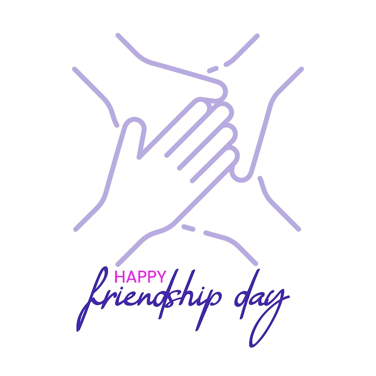 Vecteur un fond blanc avec un texte violet qui dit amitié heureuse
