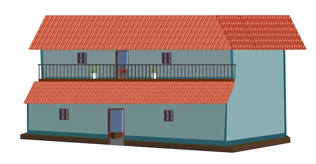 sur fond blanc Vector belle maison vieille maison à deux étages avec toit et fenêtres maison de dessins animés