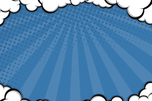 Vecteur fond bleu comique de vecteur avec nuage