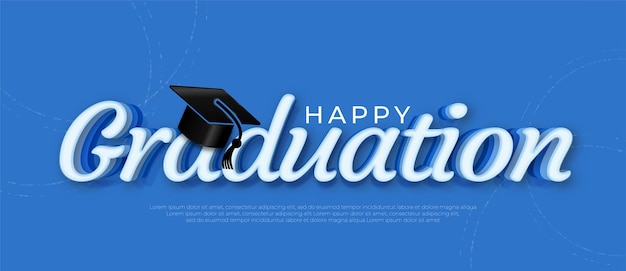 Fond bleu de graduation avec texte modifiable et chapeau de graduation