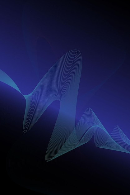 Fond Bleu Et Noir Avec Des Graphiques Futuristes De Vagues D'art De Ligne De Gradient Bleu Avec La Conception Numérique De Concept De Technologie D'onde Sonore Avec Des Modèles Modernes De Couverture Monochrome