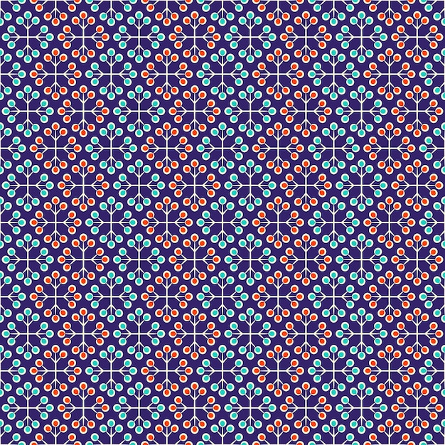 Fond Bleu Et Rouge Avec Un Motif Floral