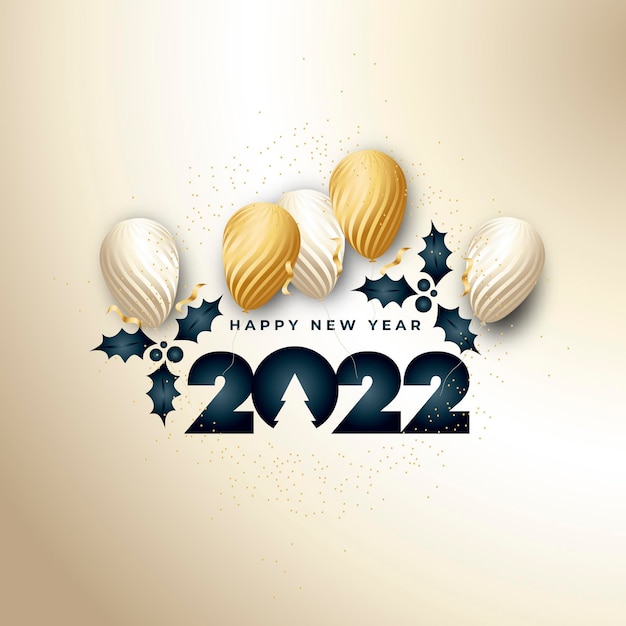 Fond de bonne année 2022 avec des ballons réalistes