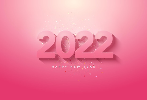 Fond de bonne année 2022 avec des chiffres ombrés doux