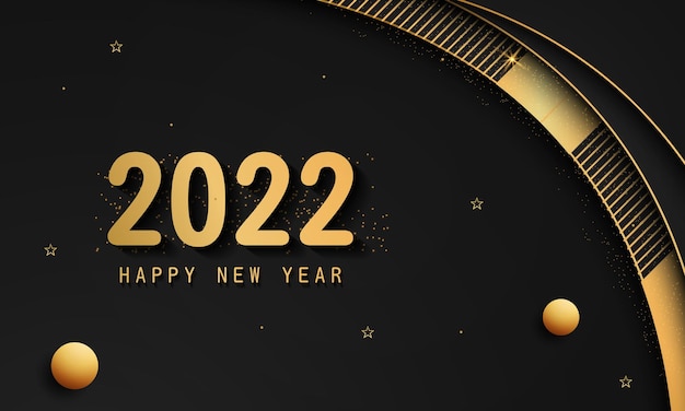 Fond de bonne année 2022 fond d'or avec élément doré et paillettes