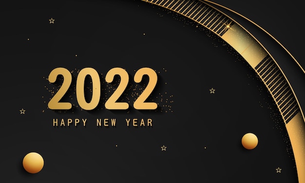 Fond De Bonne Année 2022 Fond D'or Avec élément Doré Et Paillettes