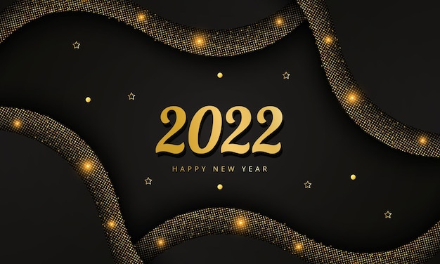 Fond De Bonne Année 2022 Fond D'or Avec élément Doré Et Paillettes