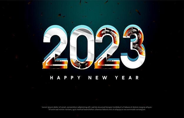 Fond de bonne année 2023 avec illustration numéro 3D.