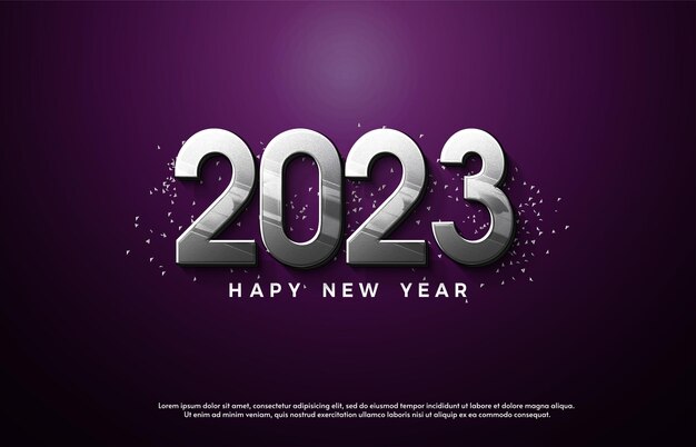 Fond de bonne année 2023 avec illustration numéro 3D.
