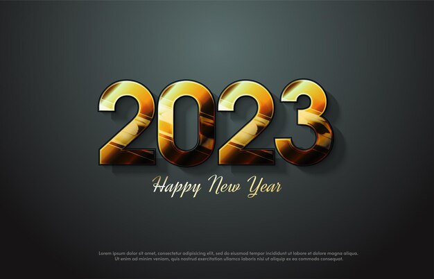 Fond de bonne année 2023 avec illustration numéro 3D.