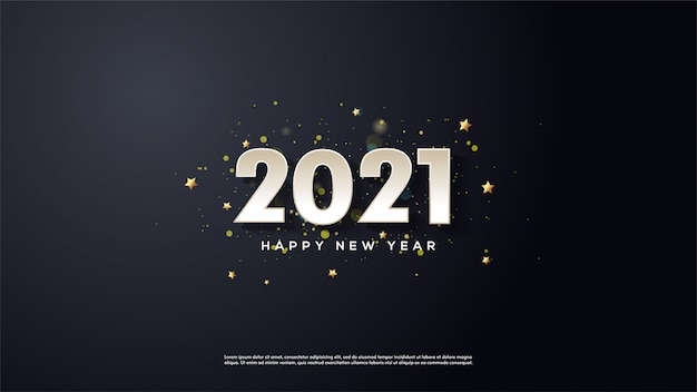 Fond de bonne année en blanc sur fond noir.