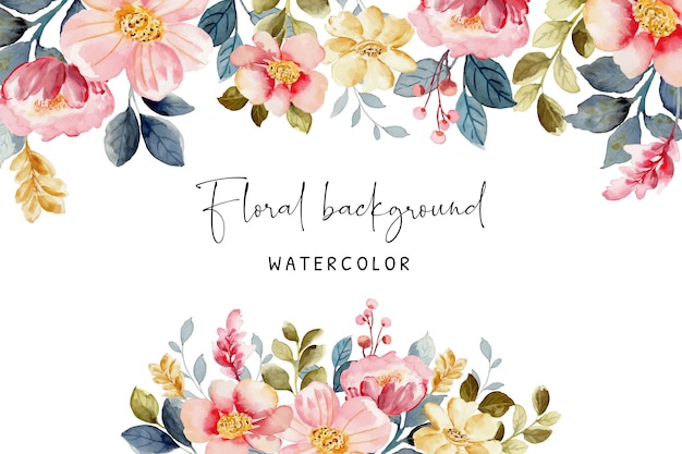 Fond De Bordure Florale Aquarelle Colorée