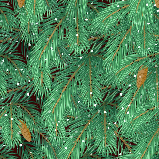 Fond De Branches D'arbres De Noël Et Chutes De Neige.