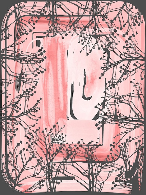 Fond De Branches Illustration Dessinée à La Main Avec Des Coups De Pinceau Aquarelle