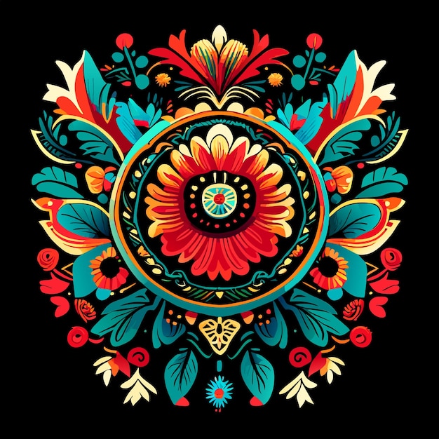 Fond de broderie mexicaine colorée