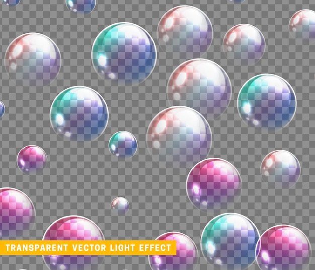 Fond De Bulles De Savon Conception 3d Réaliste. Boules De Verre. Illustration Vectorielle