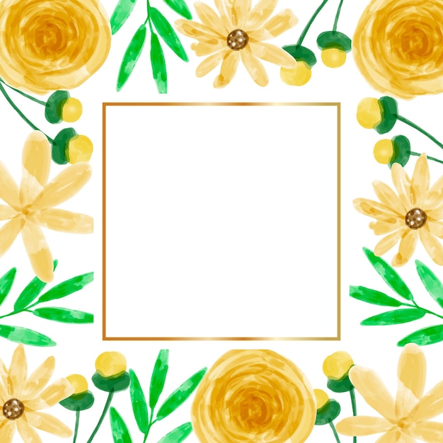 Fond De Cadre Aquarelle Fleur Jaune