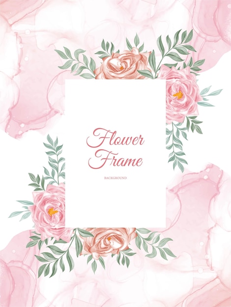 Fond De Cadre Aquarelle Fleur Rose