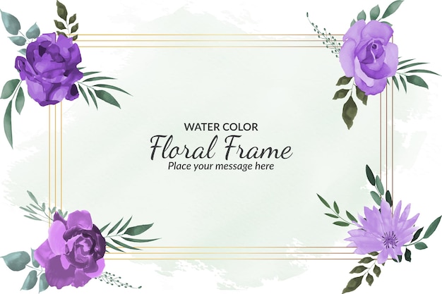 Fond De Cadre Floral Roses Pourpres De Printemps Avec Aquarelle Vecteur Gratuit