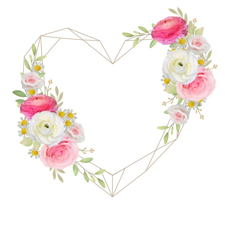 Fond de cadre magnifique amour avec renoncule rose floral et fleurs roses