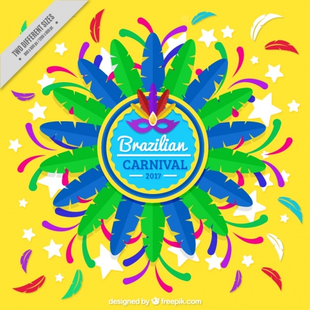 Vecteur fond de carnaval brésilien avec des plumes colorées