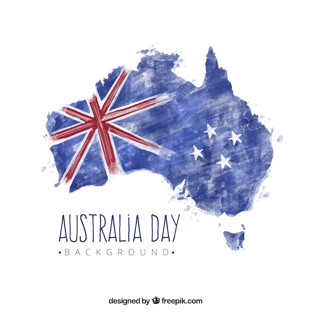 Fond De Carte Australie Avec Le Drapeau Dans Le Style D'aquarelle