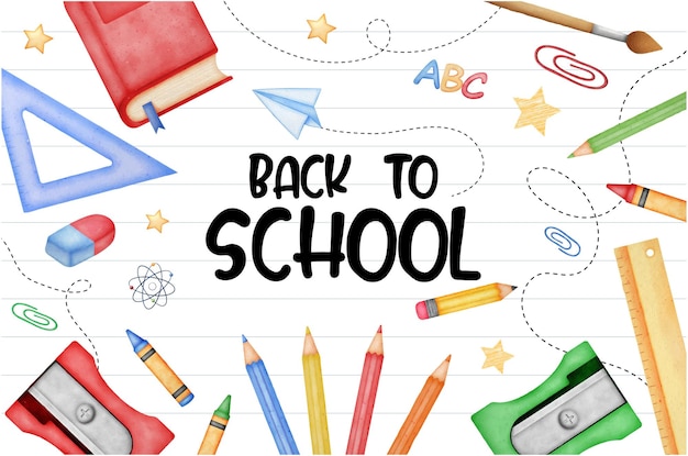 Fond de carte de bannière de retour à l'école