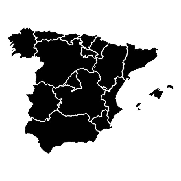 Fond de carte d'Espagne avec les États Carte d'Espagne isolée sur fond blanc Illustration vectorielle