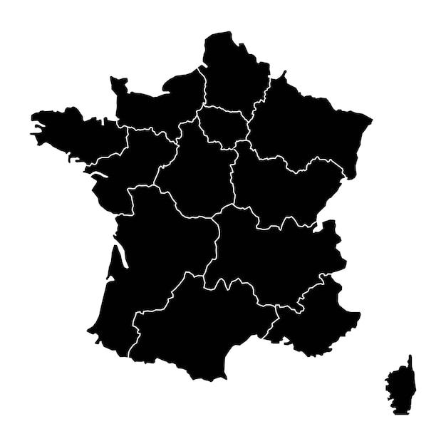 Vecteur fond de carte de france avec états carte de france isolé sur fond blanc illustration vectorielle