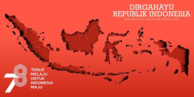 Vecteur fond de carte de l'indonésie pour l'indépendance de l'indonésie le 17 août 1945