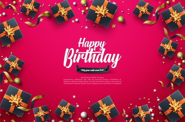 fond de célébration d'anniversaire avec boîte-cadeau noire