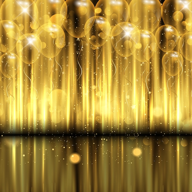 Vecteur fond de célébration décorative avec des ballons d'or