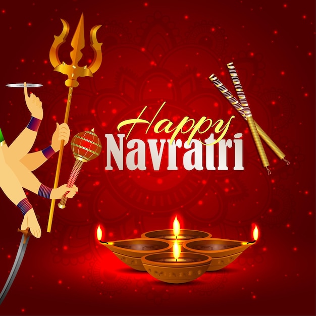 Fond De Célébration De Navratri Heureux Avec Illustration Vectorielle