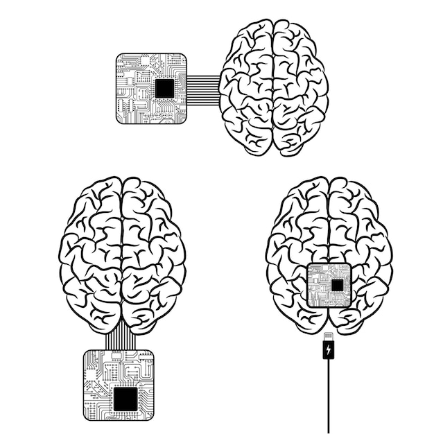 Vecteur fond de chargement de la puce du microschéma cérébral