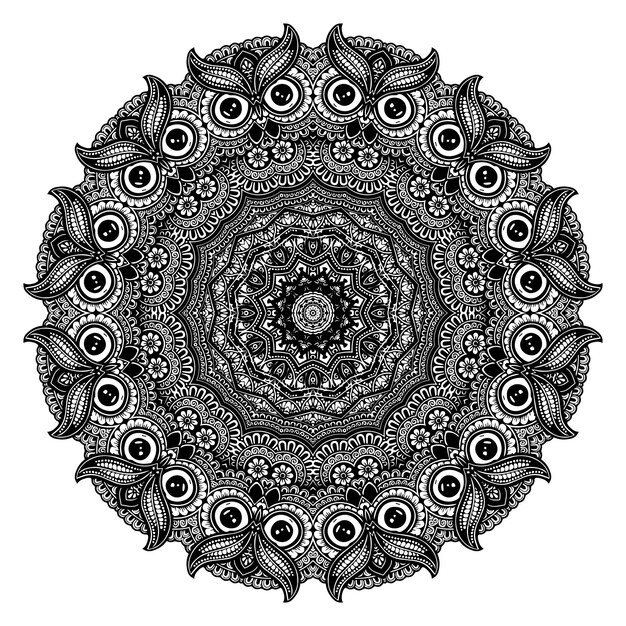 Fond de chouette mandala dessiné à la main