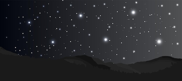 Vecteur fond de ciel nocturne avec des étoiles et des montagnes