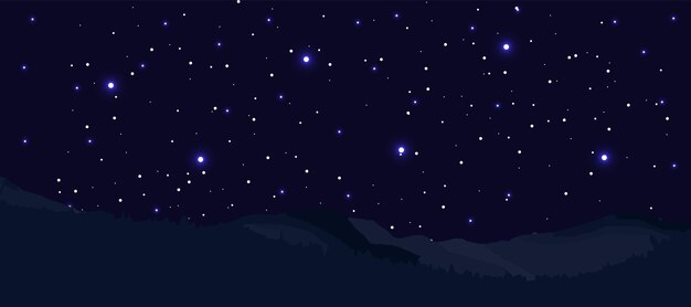 Fond De Ciel Nocturne Avec Des étoiles Et Des Montagnes