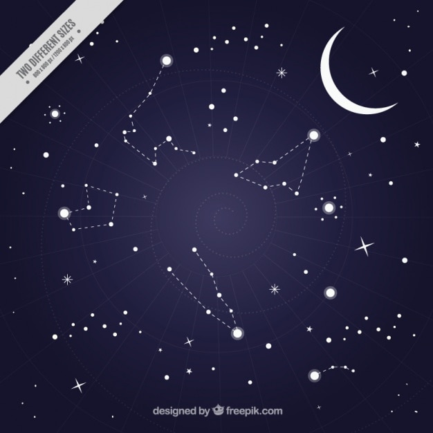 Vecteur fond de ciel de nuit avec des constellations