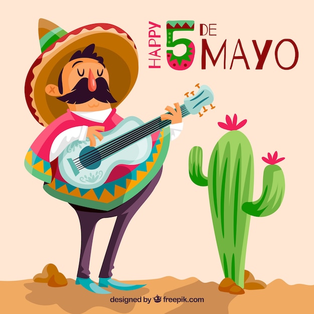 Fond De Cinco De Mayo Avec Musicien Mexicain