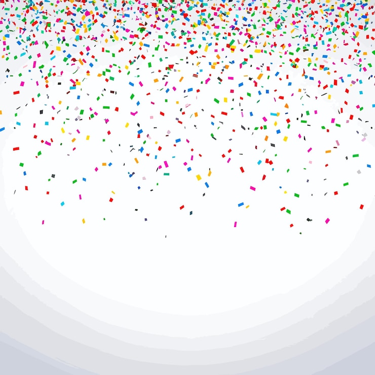 Vecteur un fond coloré avec des confettis et un fond blanc