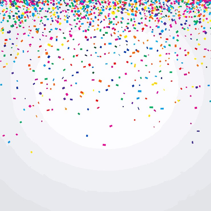Vecteur un fond coloré avec des confettis et un fond blanc