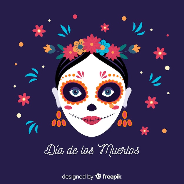 Fond Coloré De Dia De Muertos Au Design Plat