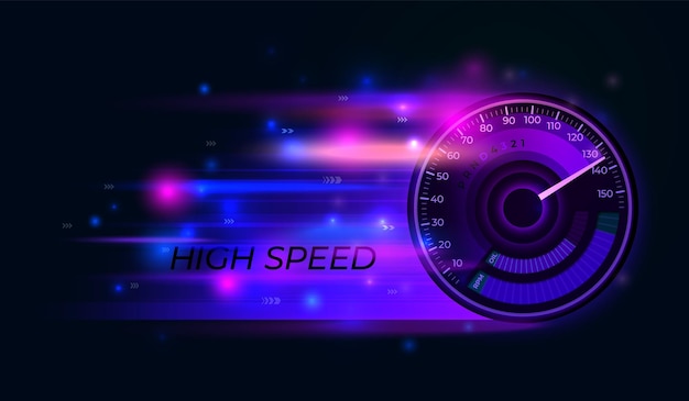 Fond de compteur de vitesse Vitesse techno minuterie action voiture excès de vitesse Abstrait accélération lignes bleues et roses indicateur de course bannière vectorielle récente