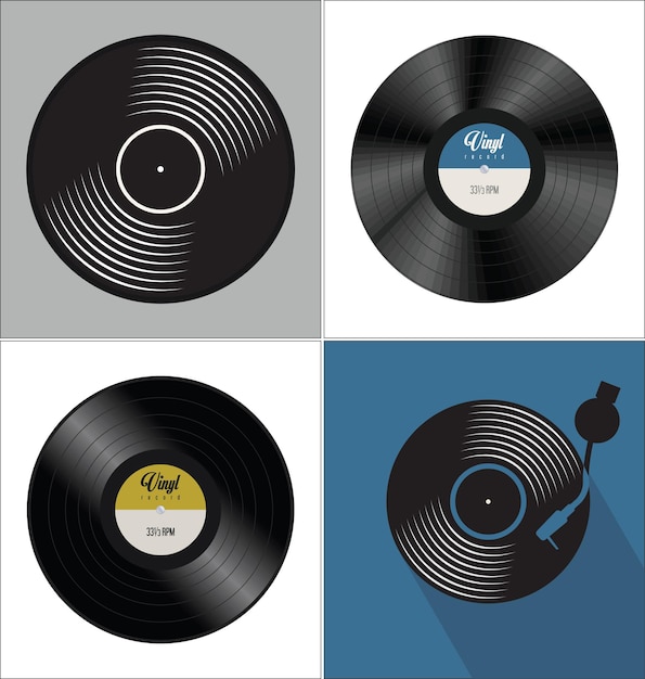 Fond De Concept Plat Disque Vinyle Noir