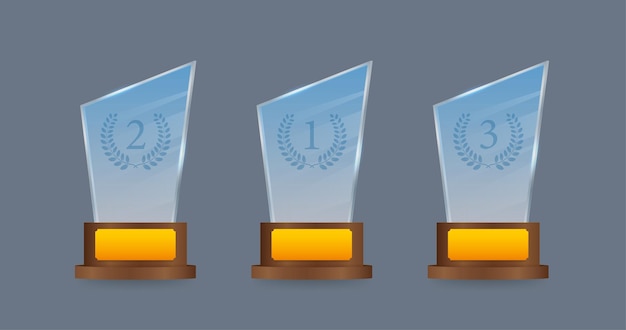 Fond De Concept De Prix De Verre. Clipart De Trophée D'or. Modèle Vectoriel. Modèle Pour La Conception De Bannières. Certificat De Gagnant.