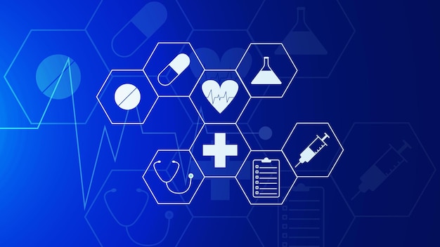 Fond de concept de soins de santé et de technologie médicale. Écran de cinématographie. Illustration vectorielle.