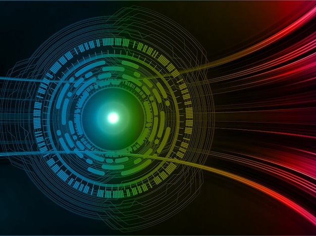 Fond De Concept De Technologie Future De Circuit électronique Cyber Yeux Rouges