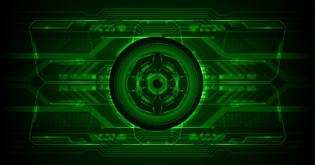 Fond De Concept Technologique Futur Oeil Vert Cyber Circuit